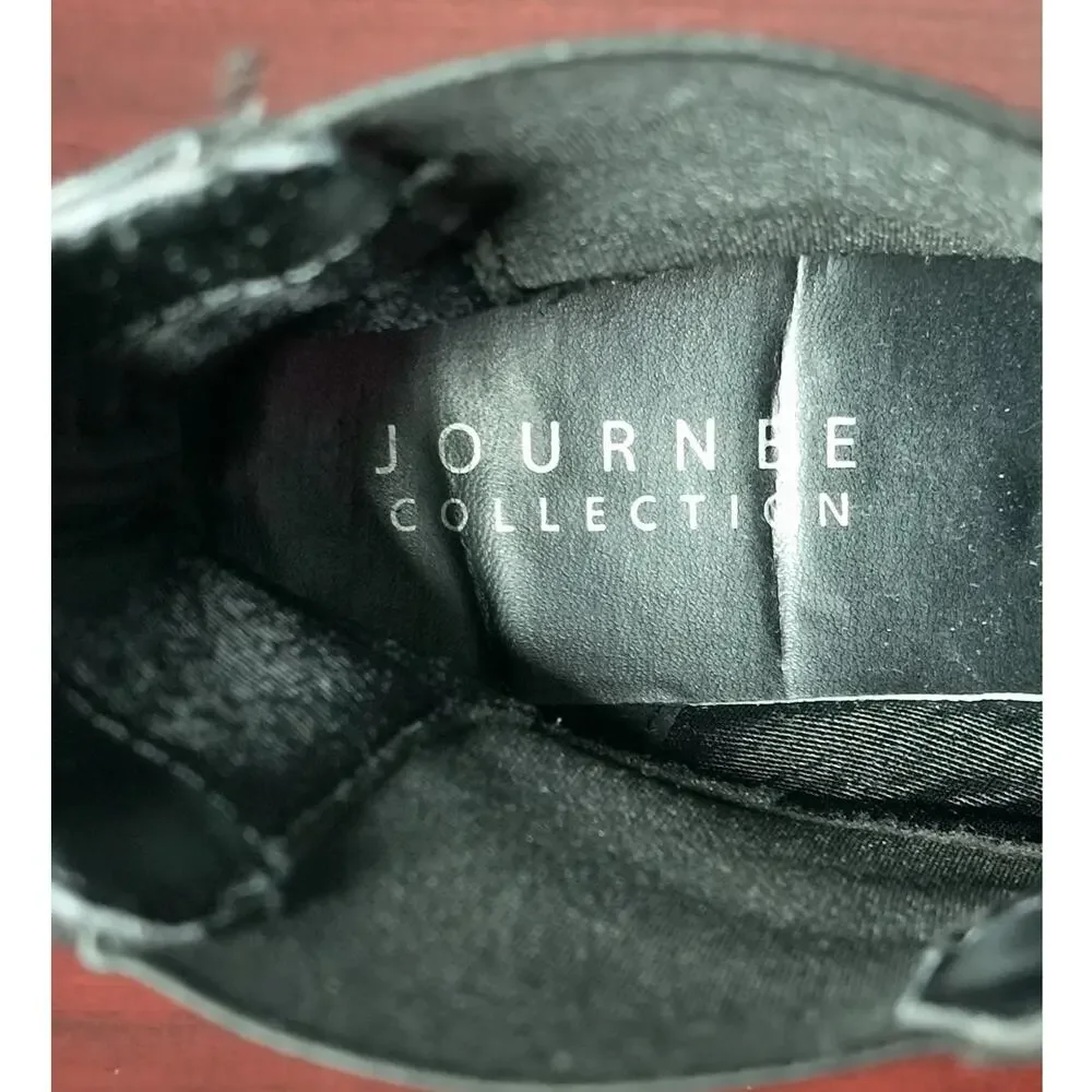 Journey Collection Ivette Boots Wmn's 8.5 Black Block heel Comfort Foam Pull on